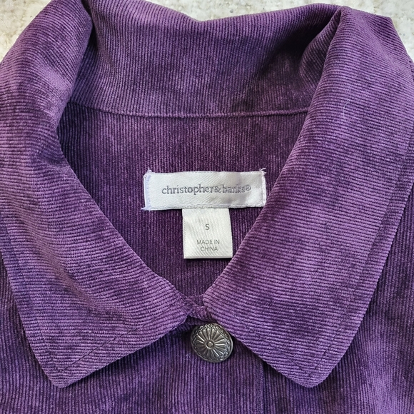 Christopher & Banks Purple Seamed Corduroy Button Front Jacket - Picture 2 of 10